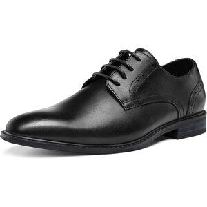 Men's All Black Shoes Formal Classic Business Lace up Oxford Shoes Wide Width